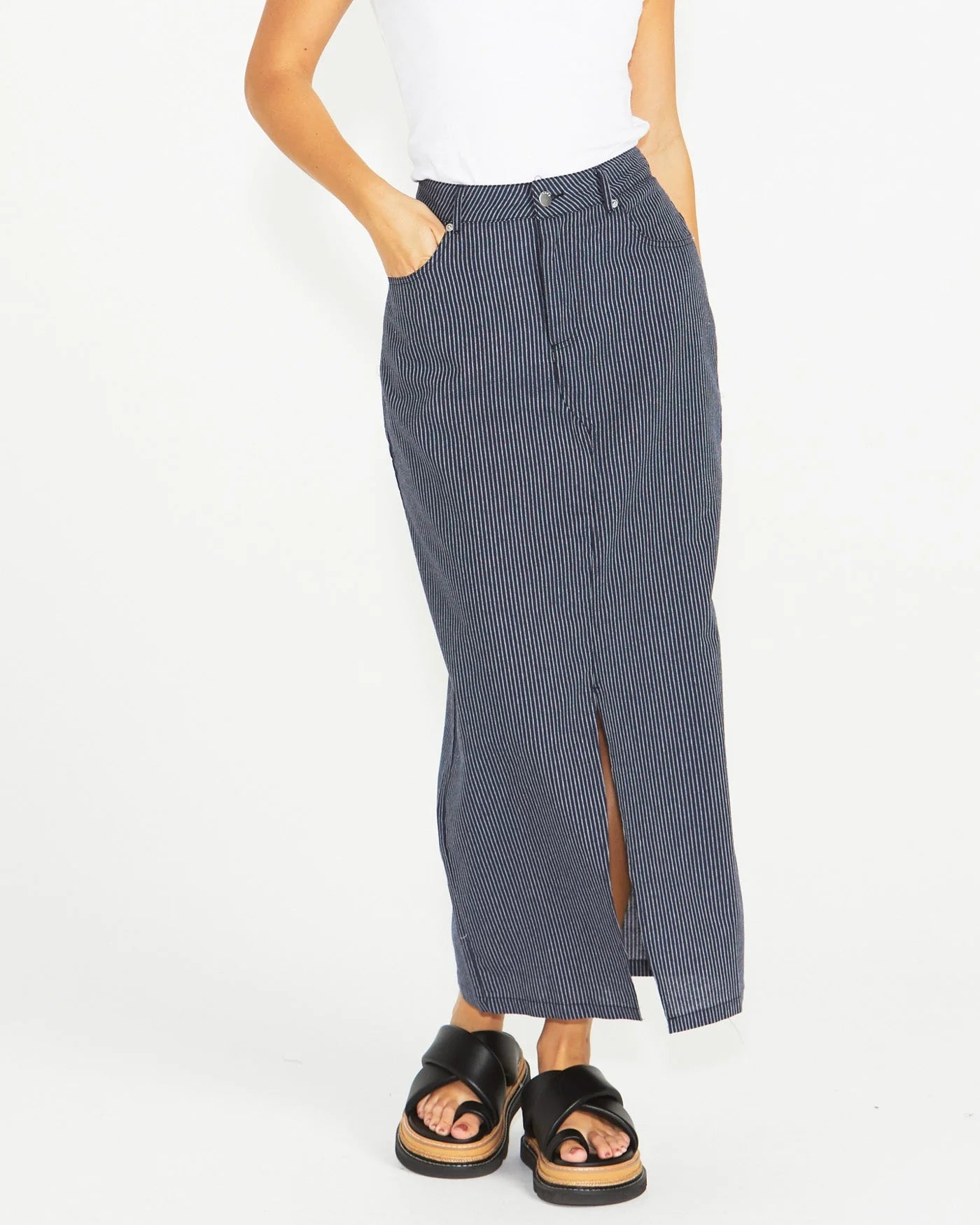 Sass Liberty Maxi Skirt Navy/ White Stripe