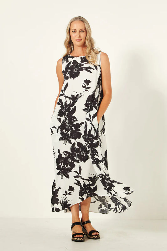 Lemon Tree Design Ana Dress Black White Print