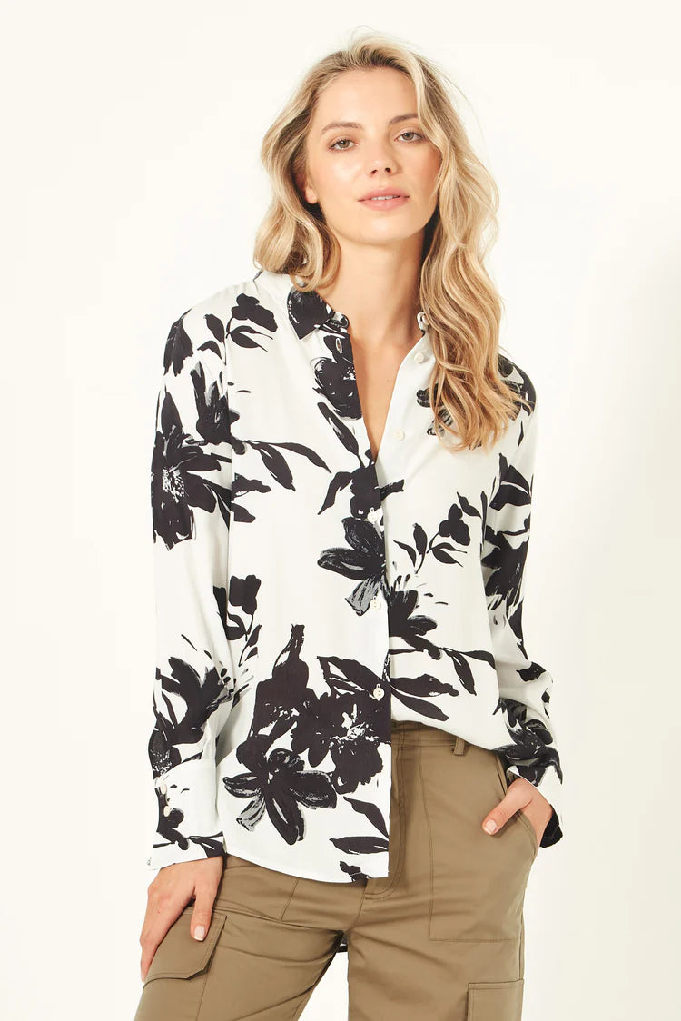 Lemon Tree Design Gabriela Top Black White Print