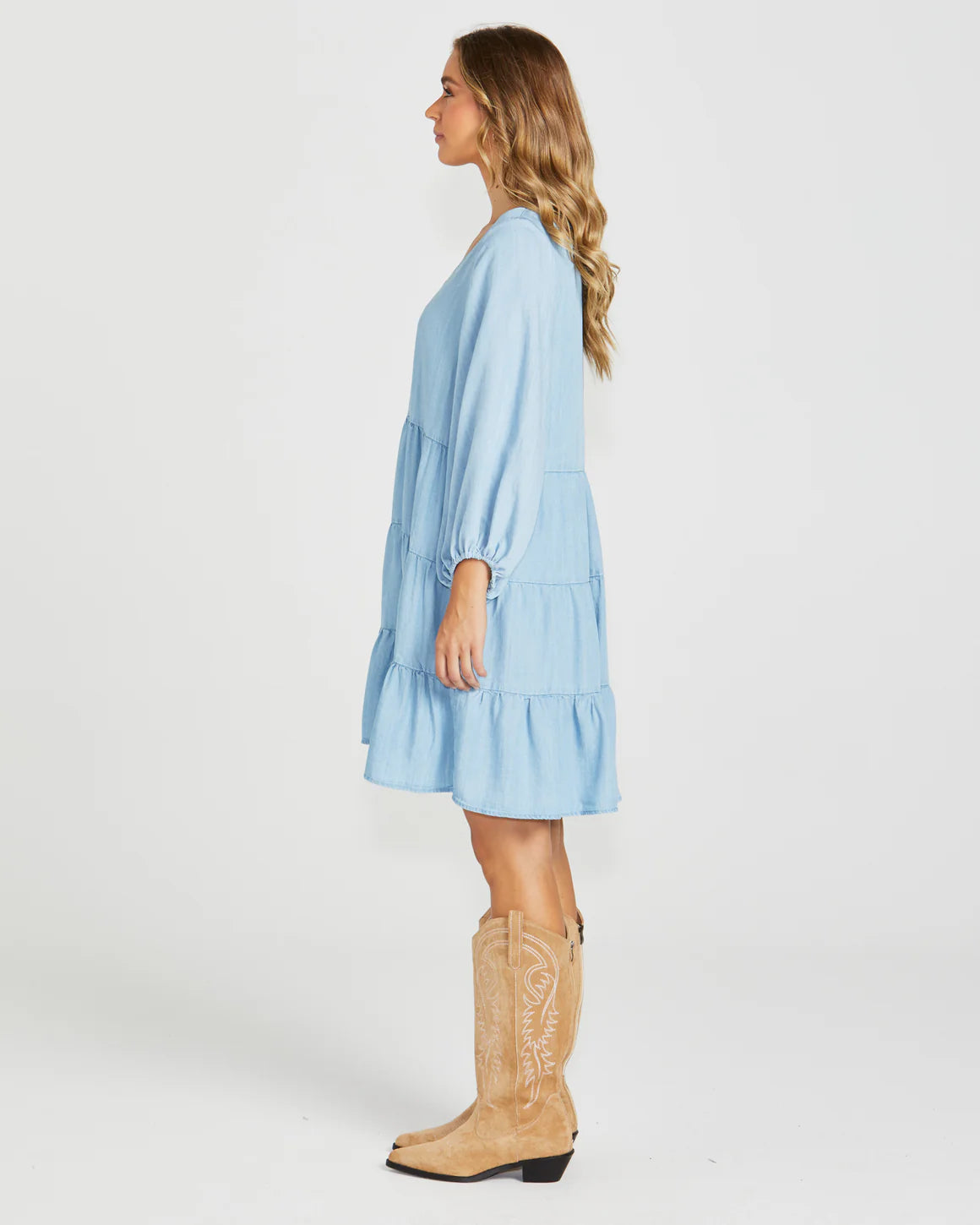 Sass Davie Tiered Dress Chambray