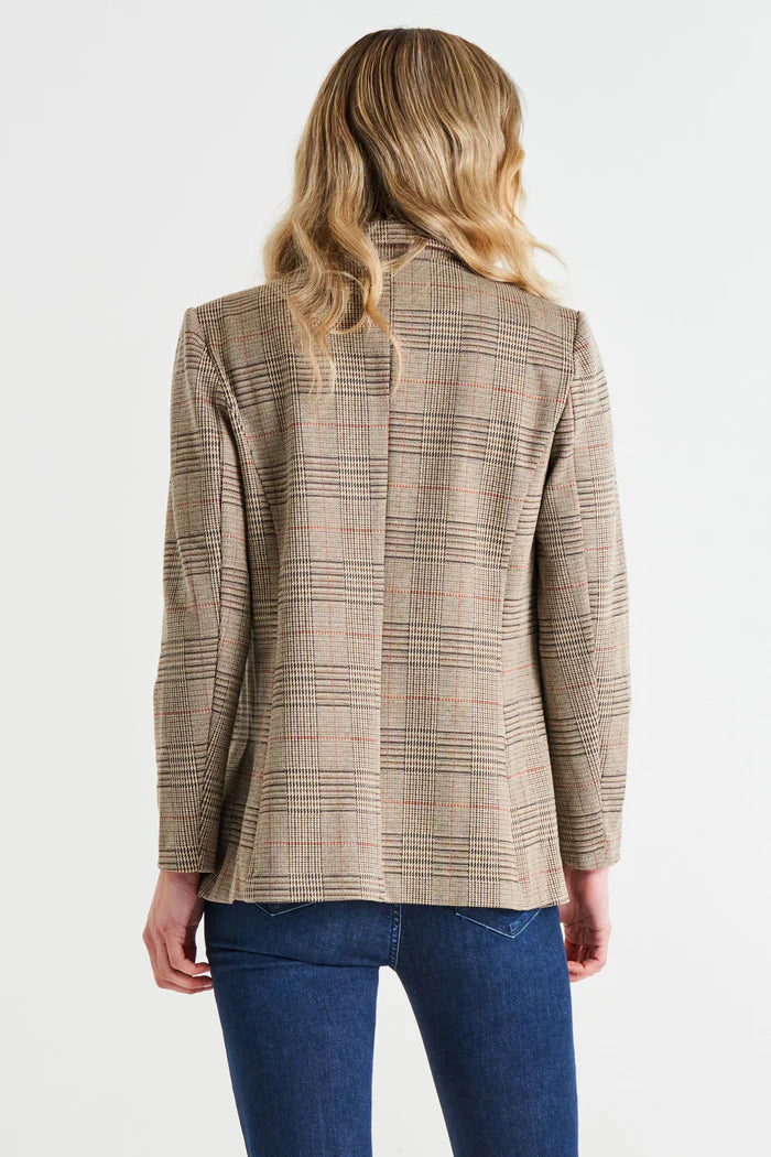 Betty Basics Portsea Blazer Mocha Plaid