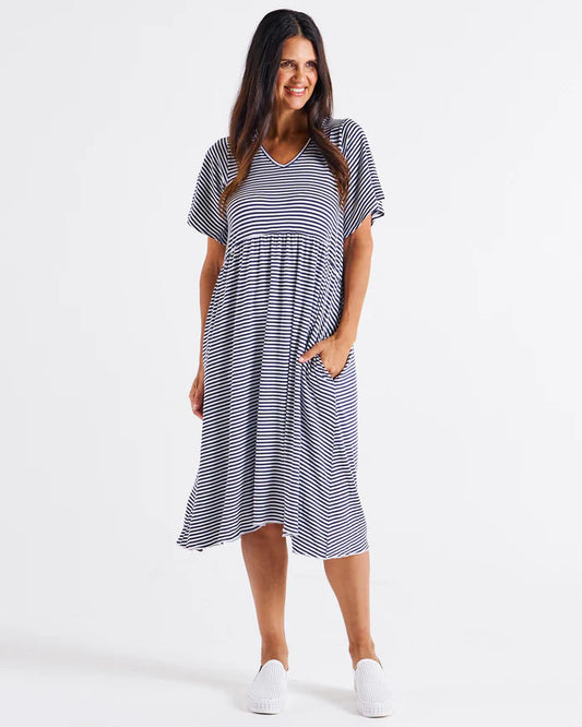 Betty Basics Donna Dress Navy/ White stripe