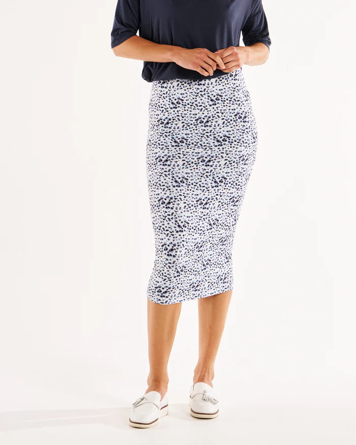 Betty Basics Penelope Reversible Skirt Petrol/ Snow Leopard