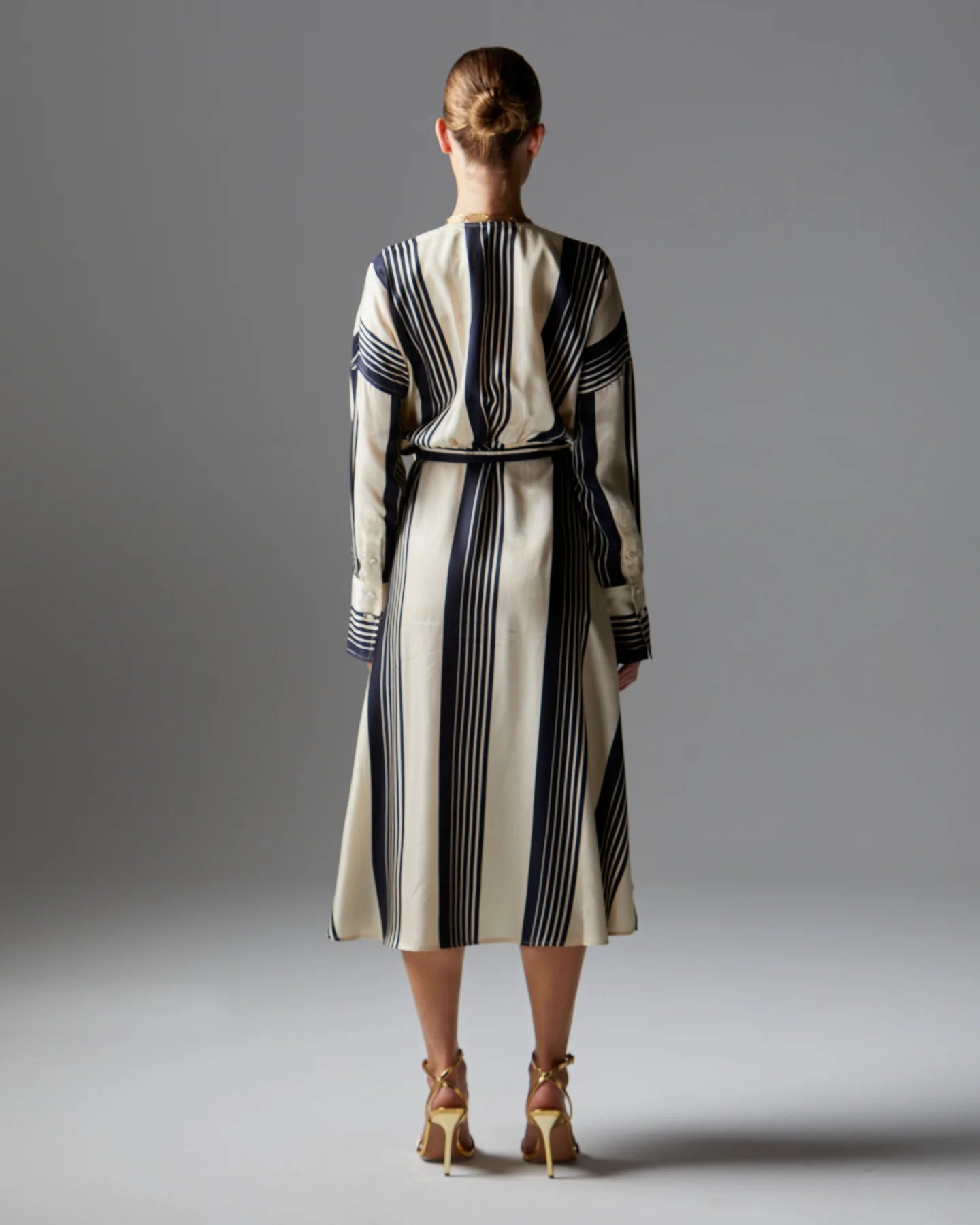 Fate & Becker Heartstopper Wrap Midi Dress Navy Stripe